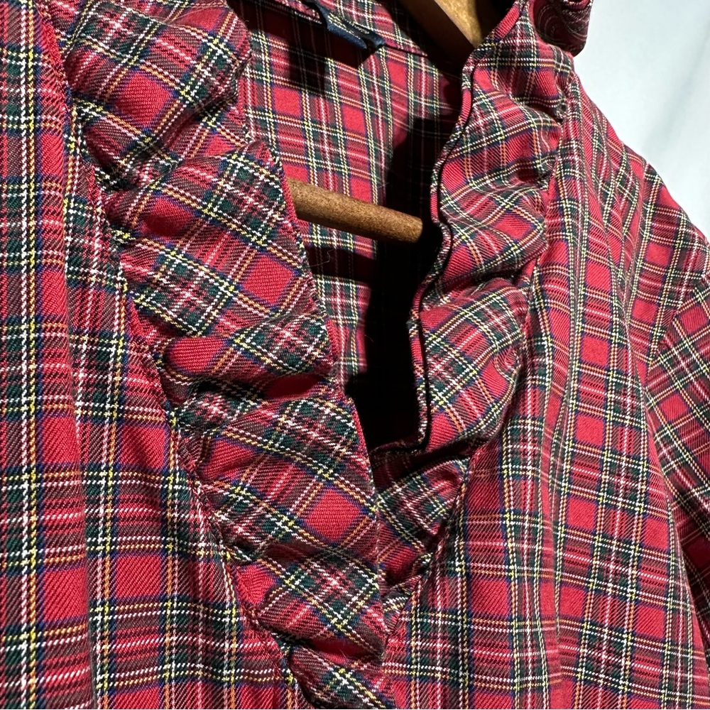 BROOKS BROTHERS Ruffle Tartan Blouse Quiet Luxury Old Money Equestrian